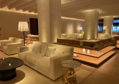 a room with a couch and a table