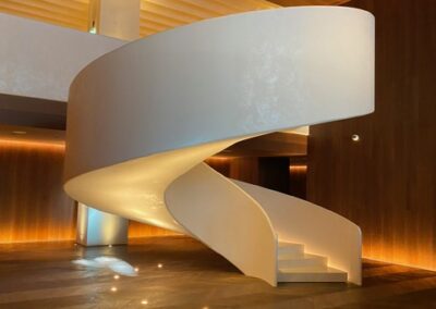 a spiral staircase in a room
